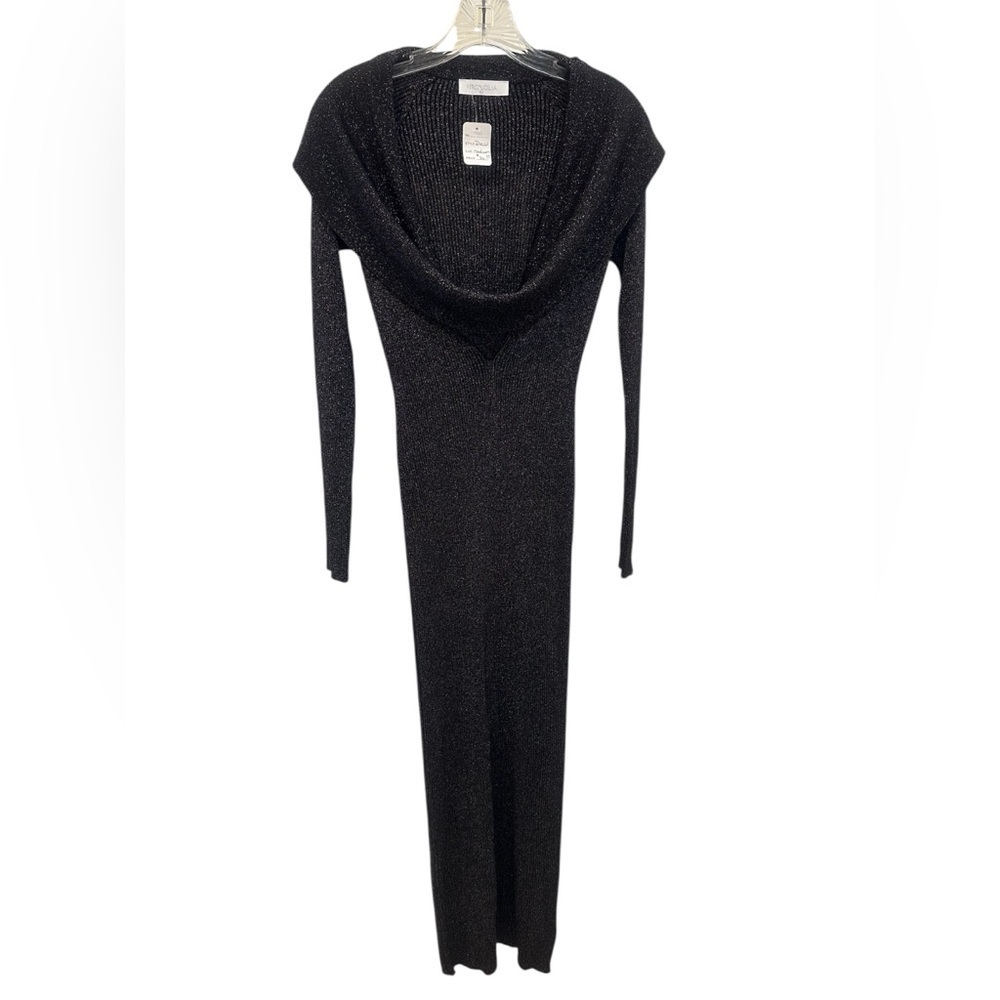 MAGNOLIA MAXI Women’s Black Sparkle Plunging Neckline Dress Size S NWT - Picture 3 of 9